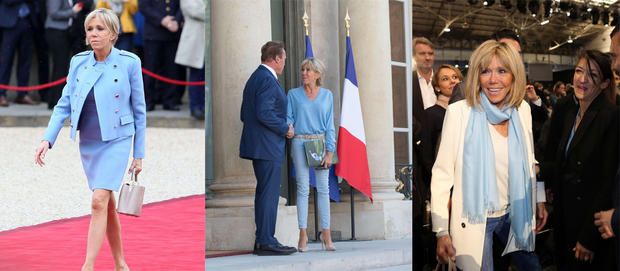PHOTOS - Brigitte Macron: la raison pour laquelle elle porte autant de bleu nattier